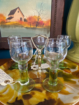 Vintage, 1970s Bormioli Rocco green,small,steam glasses