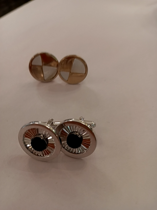 SilvertoneBlkCufflinks