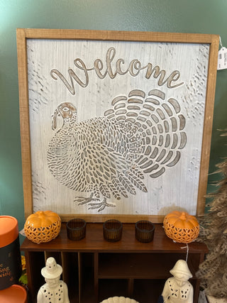 Framed Square Welcome Turkey Sign