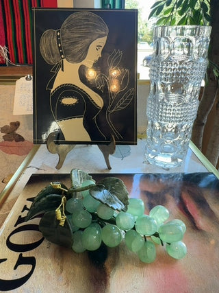 Vintage, jade grape Custer with leafs.Made in Italy