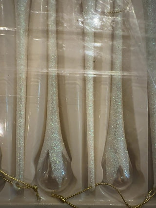 Vintage,glitter glass icicle teardrop ornaments ( set of 6)