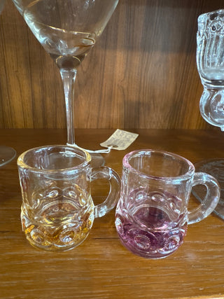 Vintage, miniature glass, mug shot ( set of 4)