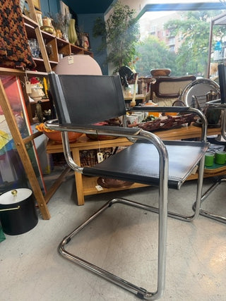 Mcm,Loewenstein/Oggo Cantilever black and chrome arm chairs ( set of 2)