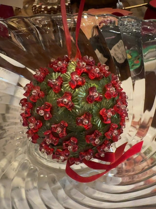 Vintage, handcrafted push in sequins ornament