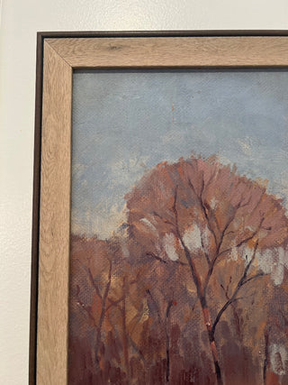 Framed winter landscape painting