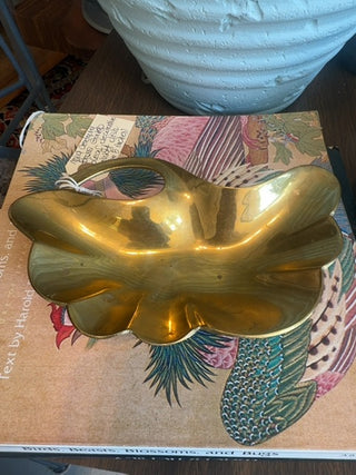 Mcm, brass ginco leaf trinket dish