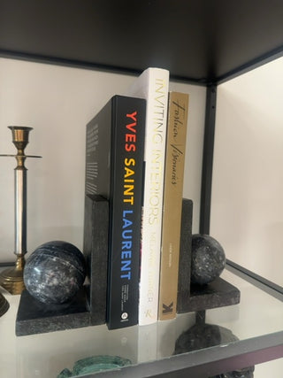 Marble ball bookends - a pair