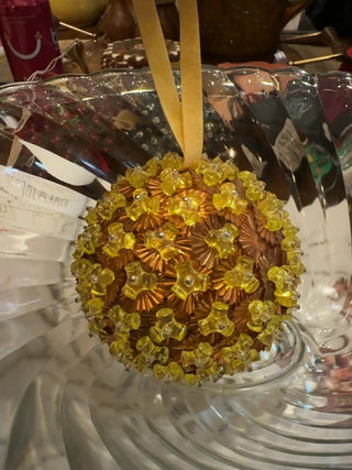 Vintage, handcrafted push in sequins ornament