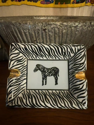 Vintage, zebra porcelain ashtray/trinket dish