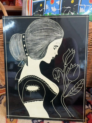 Vintage,folk art board( screech  style)