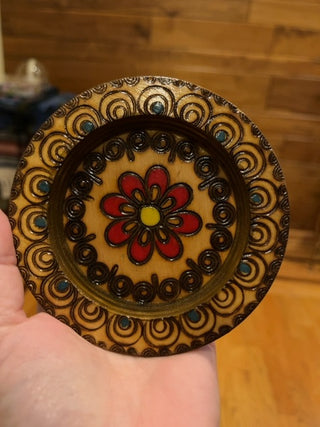 Wood carved circle wall hang