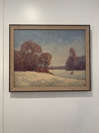 Framed winter landscape painting
