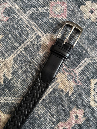 Black Genuine Leather w/Bonded Lacing Belt