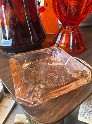 Vintage,depression,glass pink ashtray