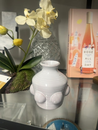 White beaded bud vase
