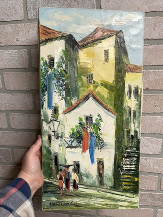 3 Women Village, oil unframed