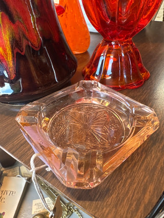 Vintage,depression,glass pink ashtray