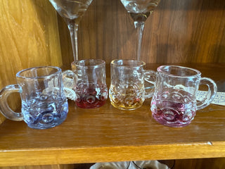 Vintage, miniature glass, mug shot ( set of 4)