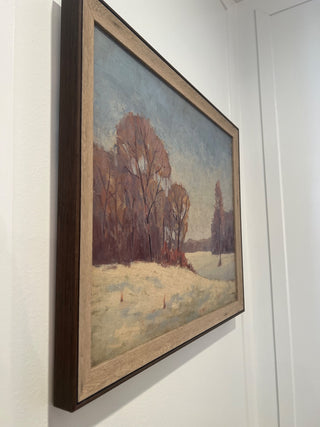 Framed winter landscape painting