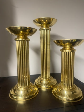 Vintage trio of oversized candlesticks - set of three