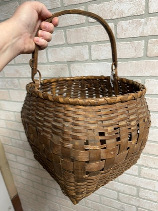 Wood basket w/handle