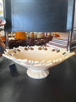 Vintage,Westmoreland milk glass, footed bowl with petal design