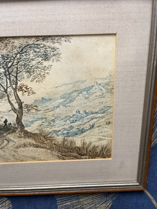 Countryside sketch, framed glass