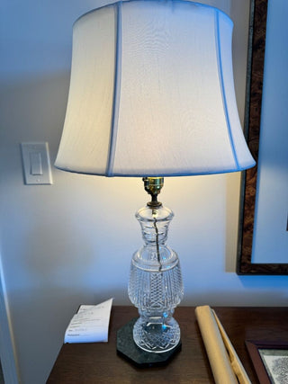 Lamp with Crystal Base and White Shade 16wx16dx27h