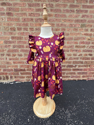 Pumpkin Patch 3/4 Sleeve Ruffle Twirl Dress - 4T