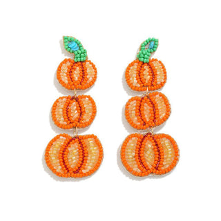 Beaded Pumpkin Drop Earrings