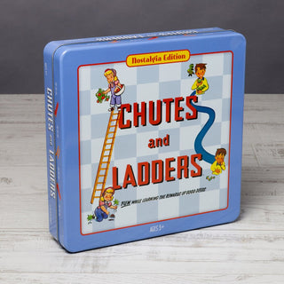 1956 Edition Company Chutes and Ladders Game in Nostalgia Tin