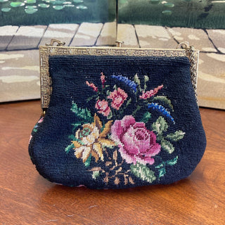 Deco micropoint embroidered purse