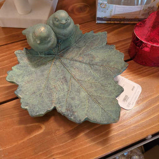 Leaf with Birds Tray 10"L x 3.75"H