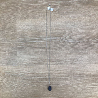 Black Faux Stone Necklace with Silverplate