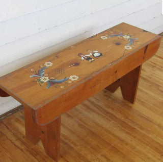 Wooden Bench with Rosemaling
