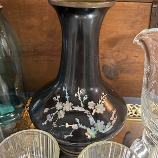 Brass/Black Enameled Vase