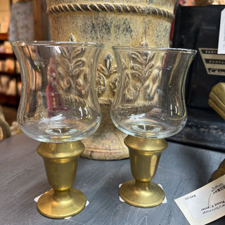 Brass Church Candle Holder with Glass