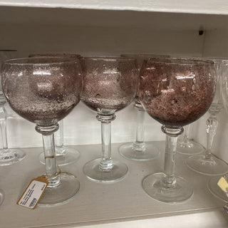 5pc Pink Bubble Glass Goblets/glasses