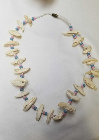 Vintage Shell Necklace Zuni Style Seed Bead Spacers