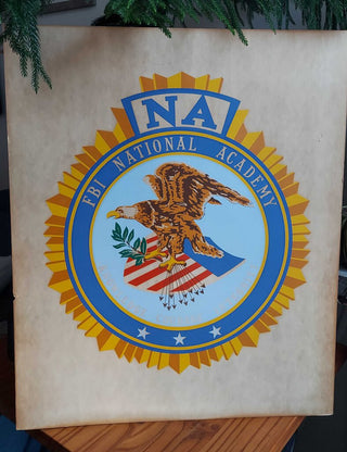 1940s FBI National Academy, hand painted poster, with original receiver info.