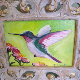 Hummingbird in Frame, Original Oil Painting by D.S.Griffin