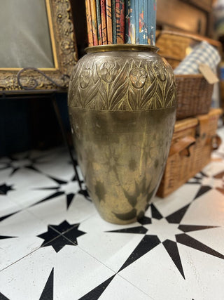 Large Brass Vase 9"W x 15"H