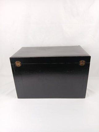 EB Large Jewelry Box in Black with Red Velvet Lined Drawers Trunk