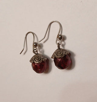 Cranberry Faceted Glass Berry Bead Earrings for Mothers Day