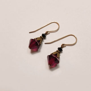 Faceted Red Glass Drop Earrings