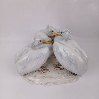 Guido Cacciapuoti (1892-1953) Italian Fine Porcelain Bird Grouping Egret Heron