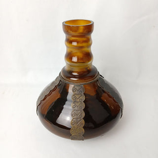 Amber Glass Tabletop Lantern for Candle Moroccan