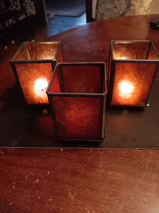 3 P. Mica Look Votives w Tealights