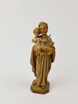 St Joseph 6 inch Italian Saint Resin Holding Divine Child Christ Miniature Pocket Size Religious Catholic Statue