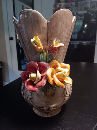 Vint.Capodimont Rose Vase 9x5
